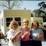 The Office being brought into place.  Kathy, Rosemary & Joan toast with sparkling cider.